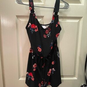 No Boundaries Black Floral Jumpsuit